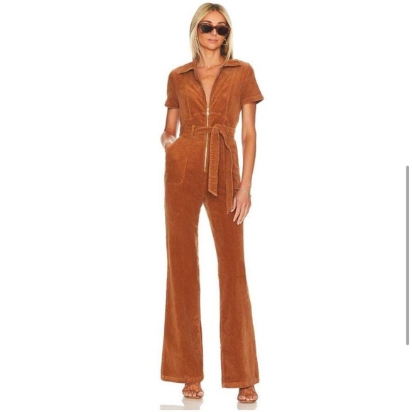 Alice + Olivia Gorgeous Wide Leg Jumpsuit in Camel - Picture 12 of 12